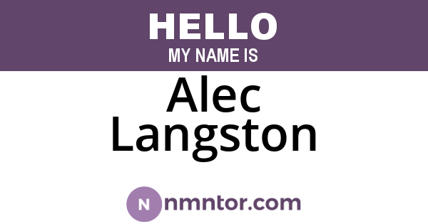 Alec Langston