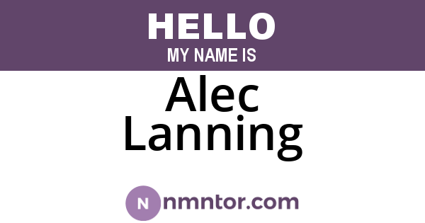 Alec Lanning