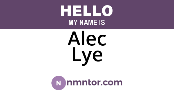 Alec Lye