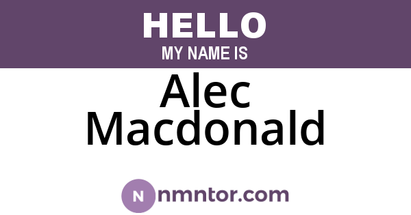 Alec Macdonald