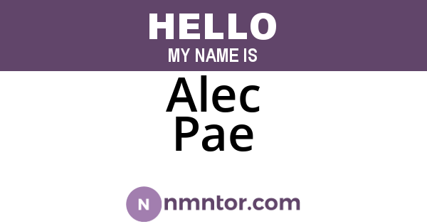 Alec Pae