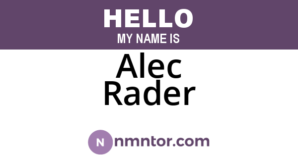 Alec Rader