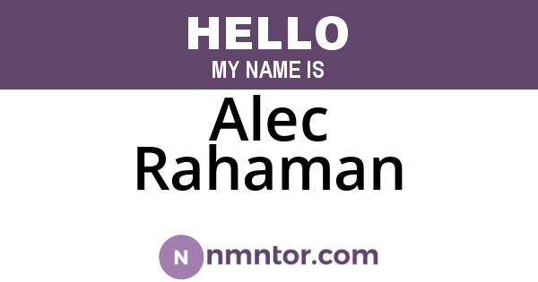 Alec Rahaman