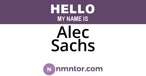 Alec Sachs