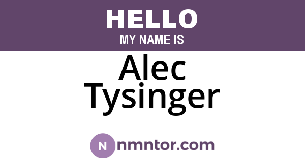 Alec Tysinger