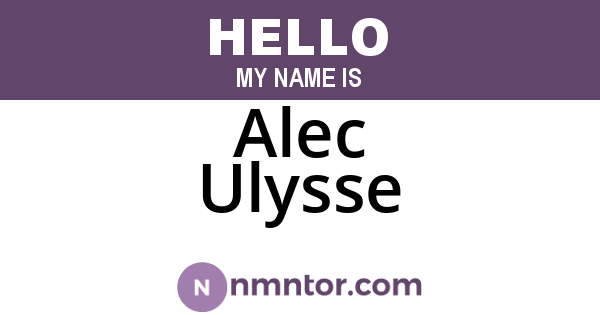 Alec Ulysse