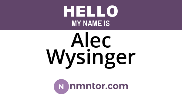 Alec Wysinger