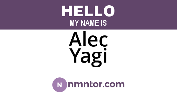 Alec Yagi