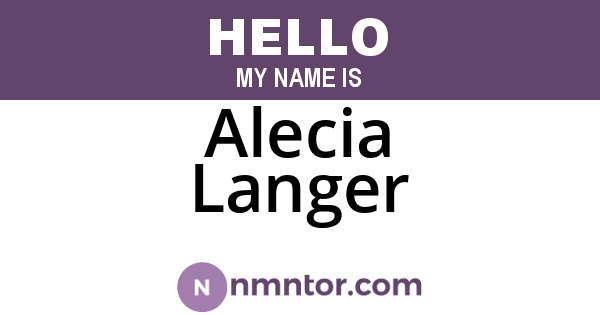 Alecia Langer