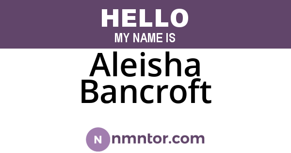 Aleisha Bancroft