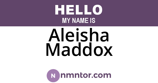 Aleisha Maddox