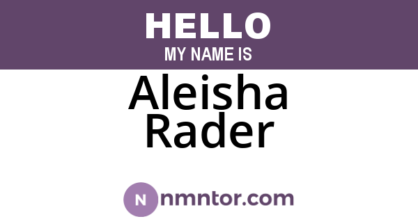 Aleisha Rader