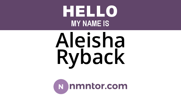 Aleisha Ryback