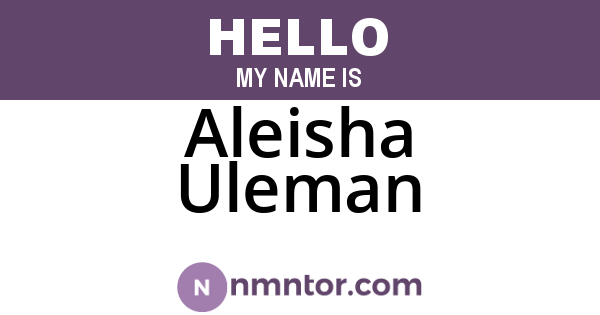 Aleisha Uleman