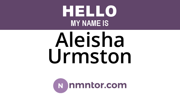 Aleisha Urmston