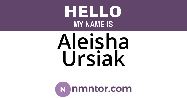 Aleisha Ursiak