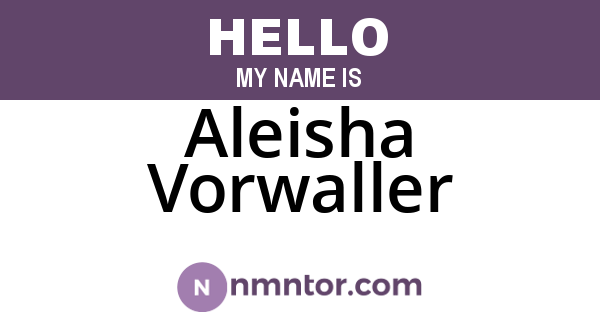 Aleisha Vorwaller