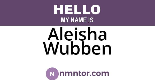 Aleisha Wubben