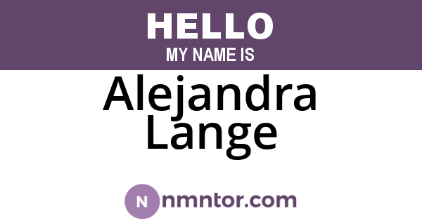 Alejandra Lange