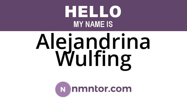 Alejandrina Wulfing