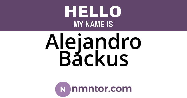 Alejandro Backus