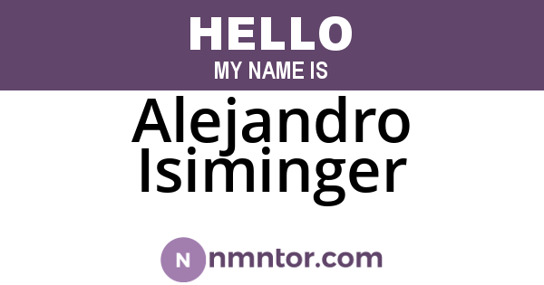 Alejandro Isiminger