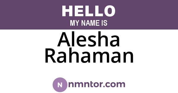 Alesha Rahaman