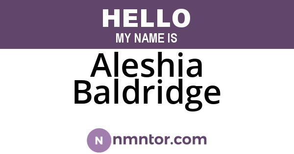 Aleshia Baldridge