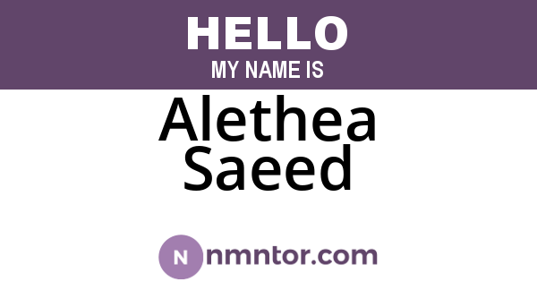 Alethea Saeed