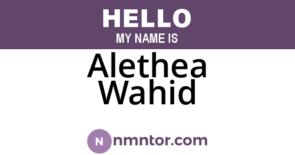Alethea Wahid