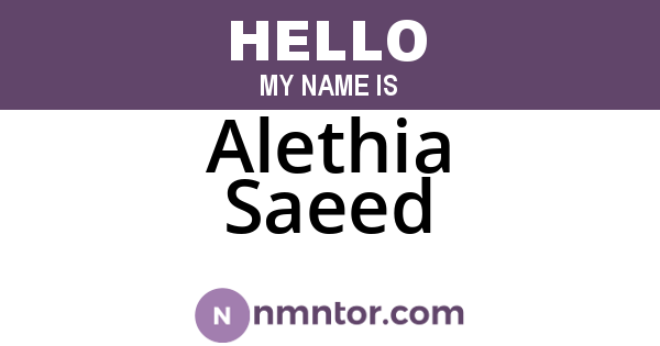 Alethia Saeed