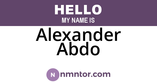 Alexander Abdo