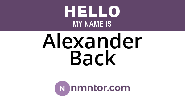 Alexander Back
