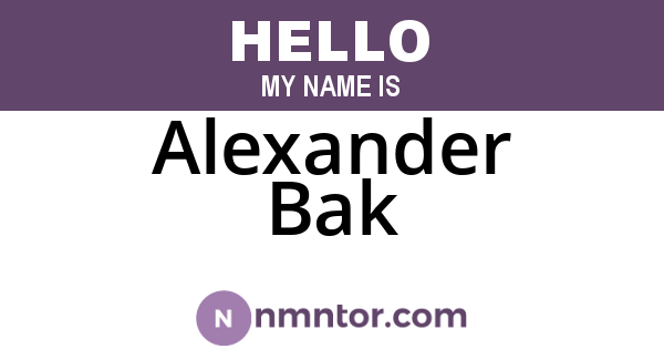 Alexander Bak