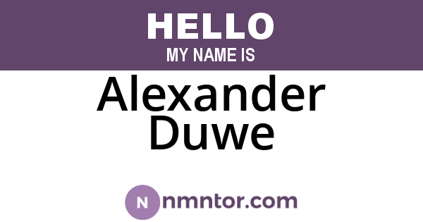 Alexander Duwe