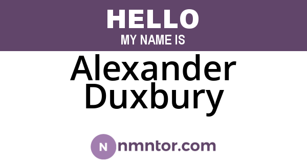 Alexander Duxbury