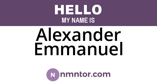 Alexander Emmanuel