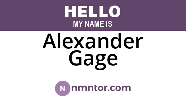 Alexander Gage