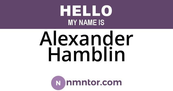 Alexander Hamblin
