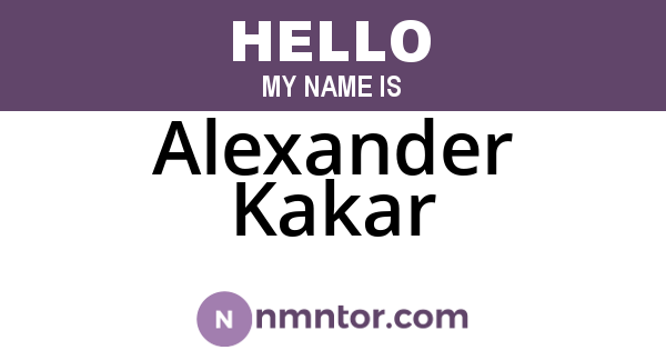 Alexander Kakar