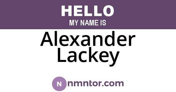 Alexander Lackey