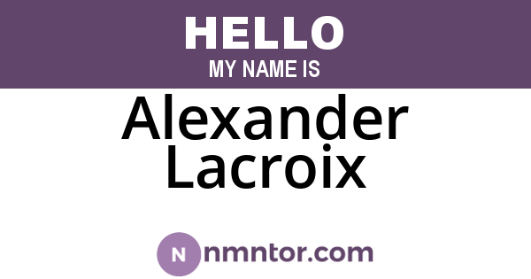 Alexander Lacroix