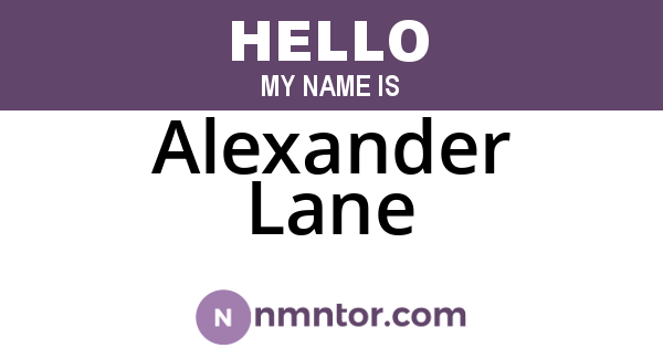 Alexander Lane