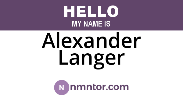 Alexander Langer