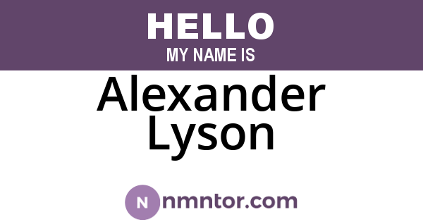 Alexander Lyson
