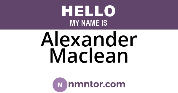 Alexander Maclean