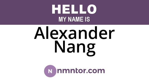 Alexander Nang