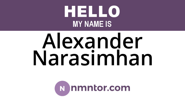 Alexander Narasimhan