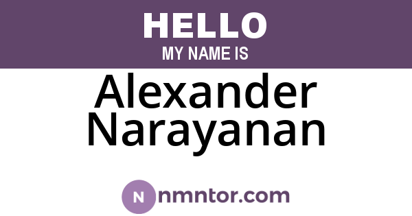 Alexander Narayanan