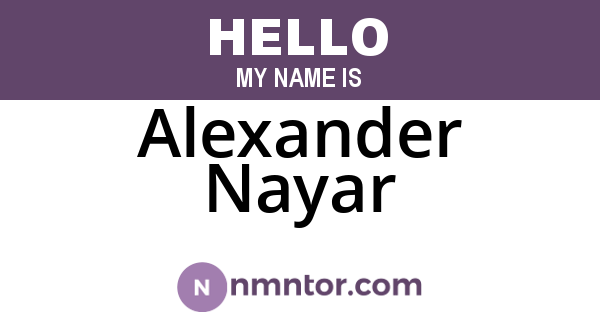 Alexander Nayar